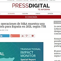 El importe de las operaciones de M&A muestra una tendencia optimista para Espaa en 2021, segn TTR